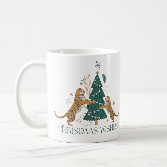 Mug Arbre de Noël et tigres mignons (Gauche)