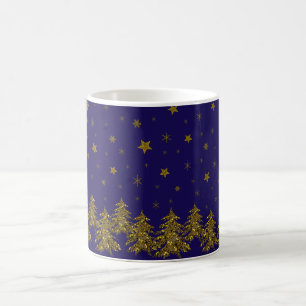Mug Arbre de Noël étincelant, lune, étoiles
