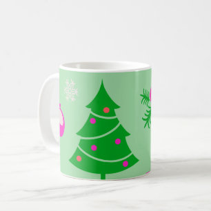 Mug Arbre de Noël, flocons de neige et décorations