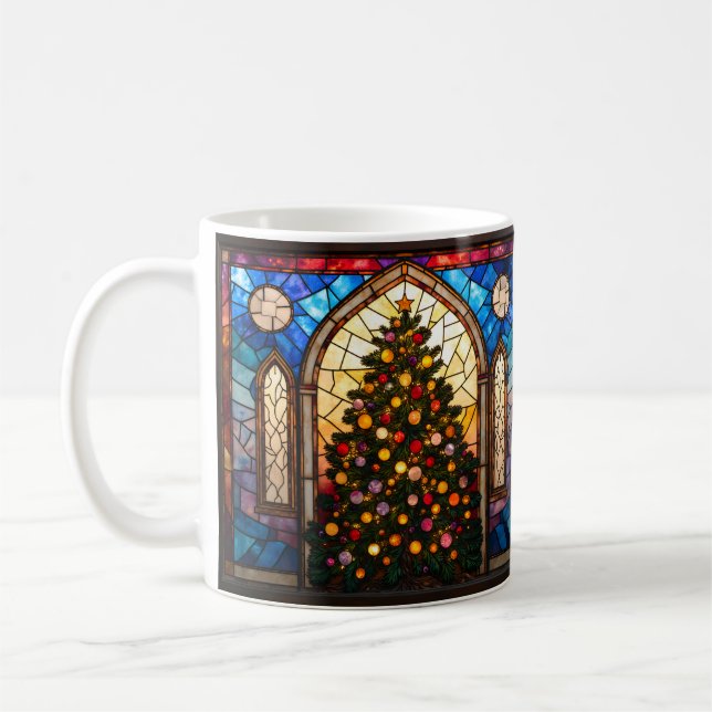 Mug Arbre de Noël joli de style vitrail  (Gauche)
