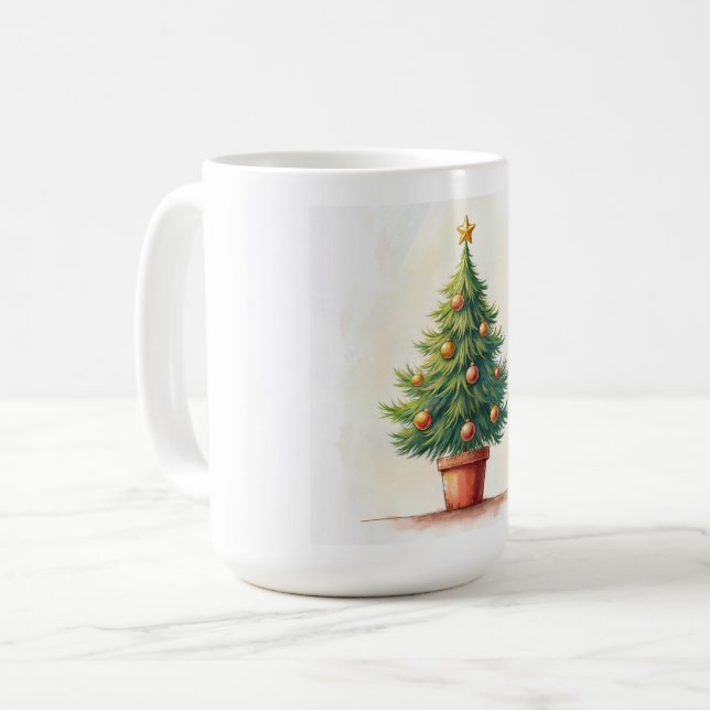 Mug Arbre de Noël. Joyeux Noël! (Devant gauche)