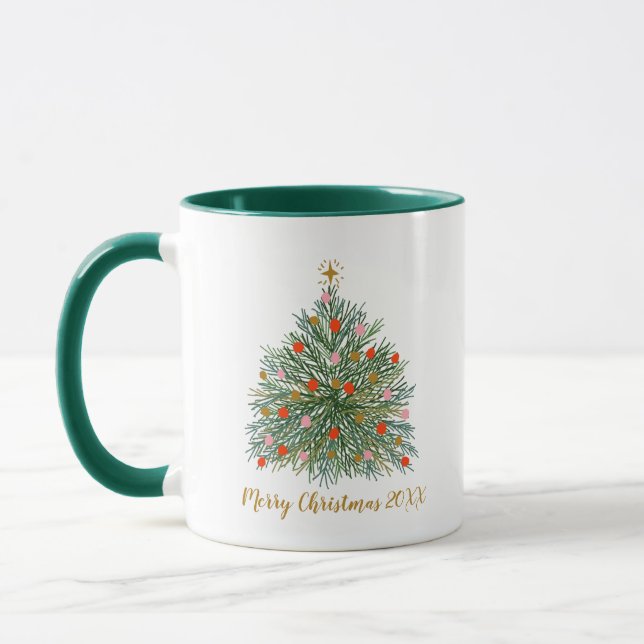 Mug Arbre de Noël minimal du milieu du siècle (Gauche)