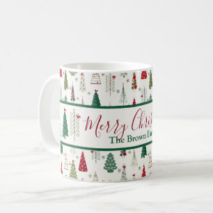 Mug Arbre de Noël minimaliste moderne Motif rouge vert