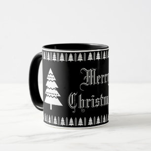 Mug Arbre de Noël noir et blanc moderne