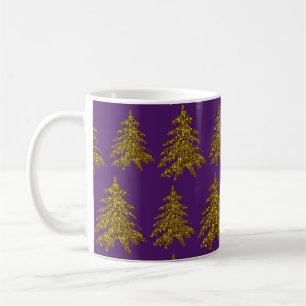 Mug Arbre de Noël parties scintillant or sur arrière -