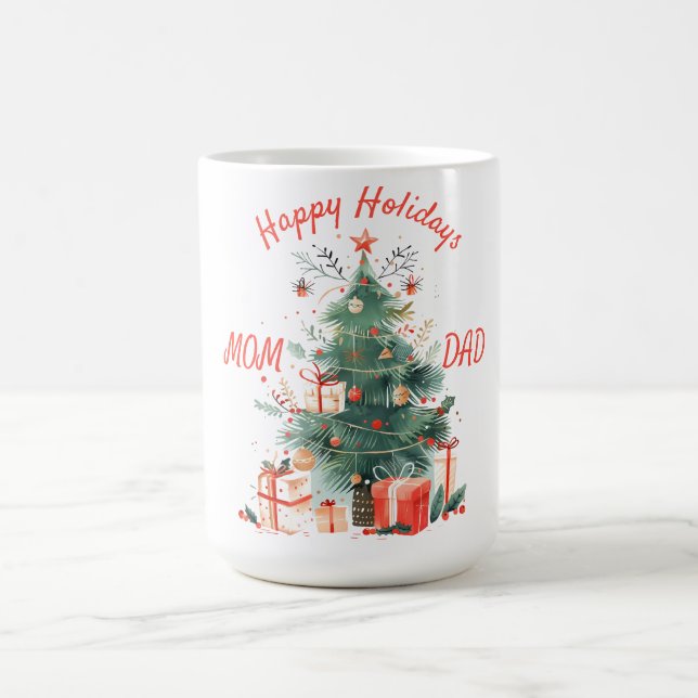 Mug Arbre de Noël présente Blanc Maman & Papa (Centre)