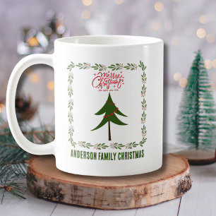 Mug Arbre de Noël rétro et minimaliste de la couronne