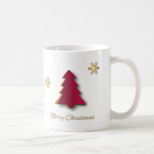 Mug Arbre de Noël rouge or élégant