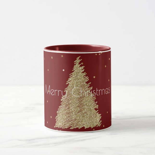 Mug Arbre de Noël rouge Parties scintillant d'or   (Centre)