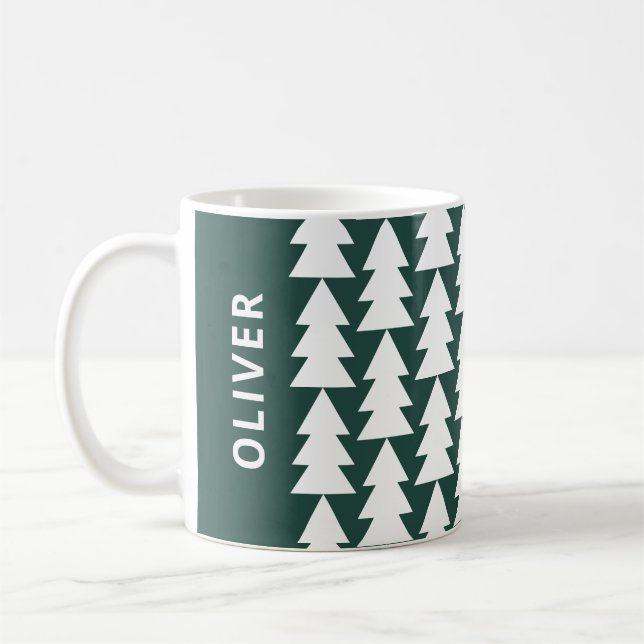 Mug Arbre de Noël vert géométrique moderne (Gauche)