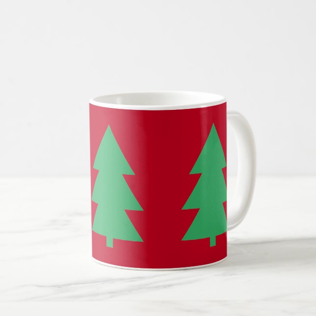 Mug Arbre de Noël vert rouge (Devant droit)