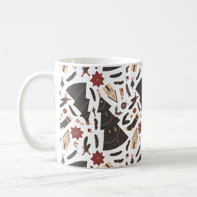 Mug Arbre de Noël Vintage Poinsettia (Gauche)