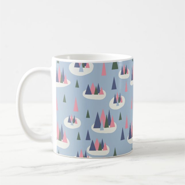 Mug Arbre neigeux moderne du milieu du siècle (Gauche)