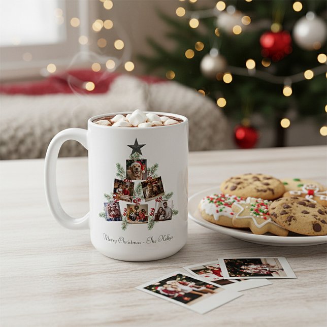 Mug Arbre photos de Noël personnalisées (Créateur téléchargé)