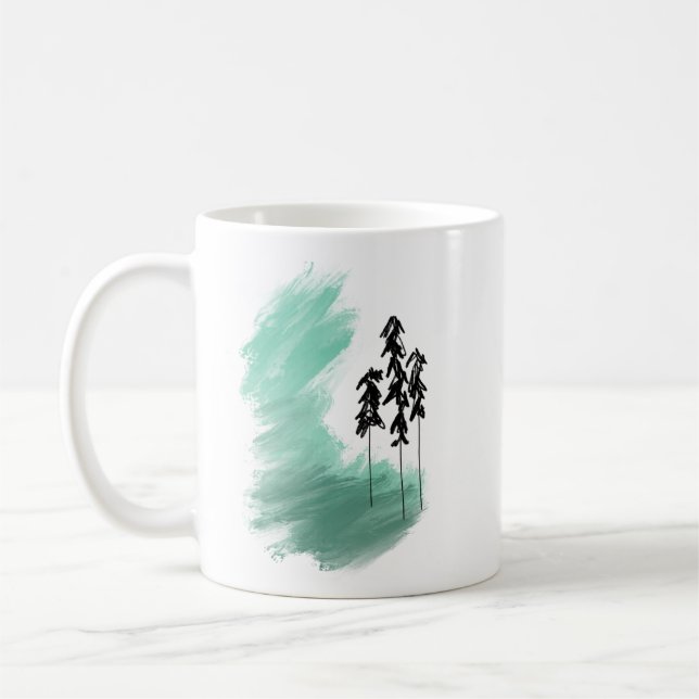Mug Arbre vert scandinave art simple menthe moderne ba (Gauche)