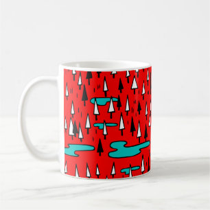 Mug Arbres à main levée : motif de Noël scandinave.
