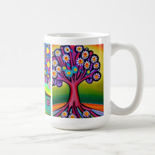 Mug Arbres colorés   Art populaire   Whimsical AI Art