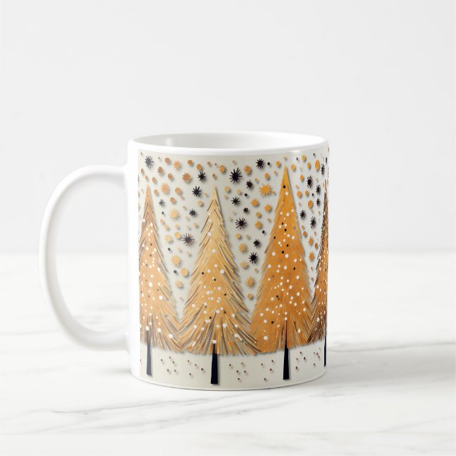 Mug Arbres de Noël dorés Flammes de neige brillantes F (Gauche)