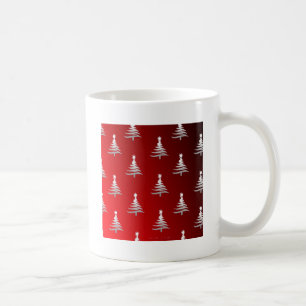 Mug Arbres de Noël en argent sur rouge