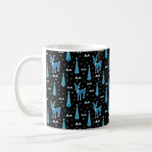 Mug Arbres de Noël, flocons de rennes. Filille hiverna