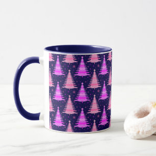 Mug Arbres de Noël Motif bleu rose