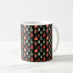 Mug Arbres de Noël rouges et verts sur le noir