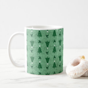 Mug Arbres de Noël verts traditionnels et rennes