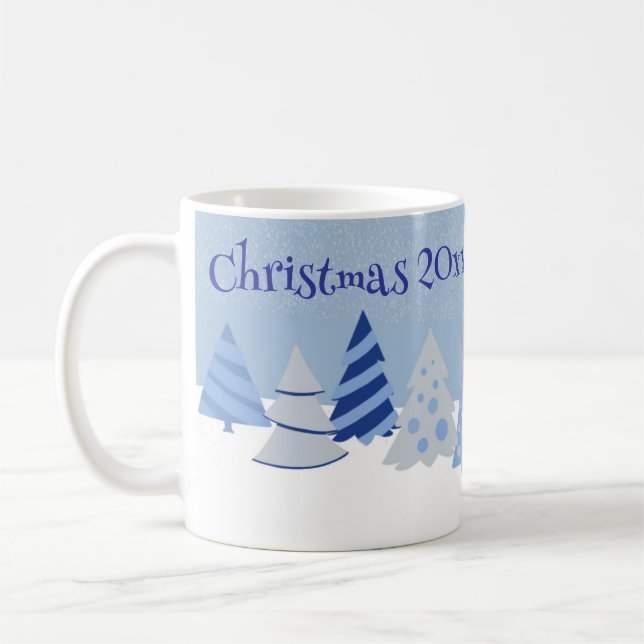 Mug Arbres lunaires bleus de Noël (Gauche)