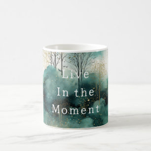Mug Arbres verts dorés avec oiseaux Noël