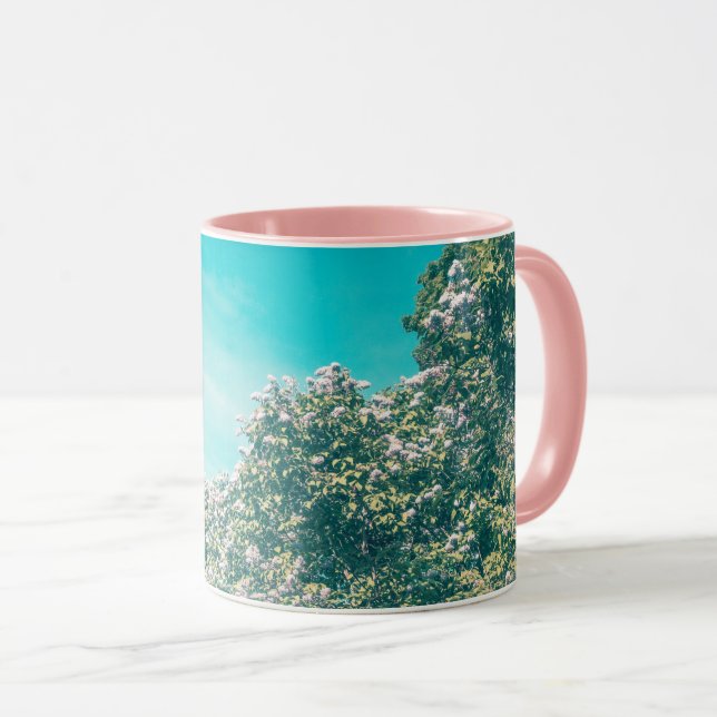 Mug Arbuste Lilac en fleurs et bouillie Sky (Devant droit)
