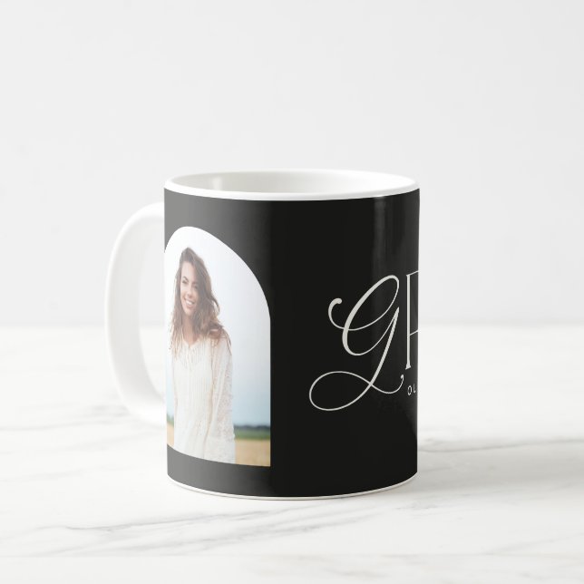 Mug Arc de graduation moderne beige géométrique (Devant gauche)