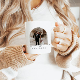Mug Arc de script moderne photo Mme Bride cadeau