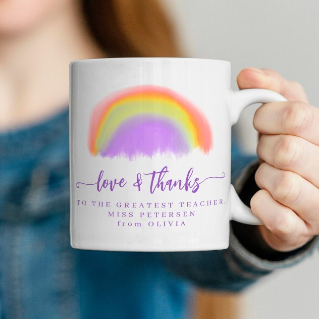 Mug Arc-en-ciel aquarelle moderne professeur merci  (Créateur téléchargé)