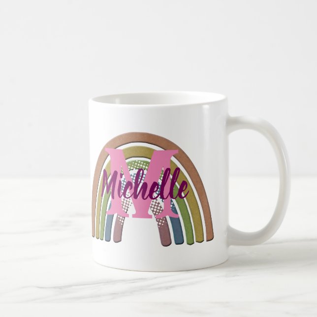 Mug Arc-en-ciel avec Faux Rustic Paper Texture Nom Per (Droite)