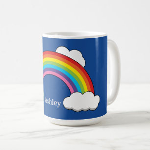 Mug Arc en ciel avec nuages blancs Personnaliser