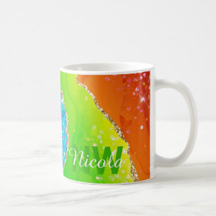 Mug Arc-en-ciel brillant et monogramme en agate à pail