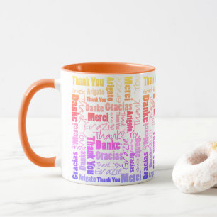 Mug Arc-en-ciel coloré Merci multilingue Cloud