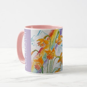 Mug Arc-en-ciel Daffodique Ressort Aquarelle Boue flor