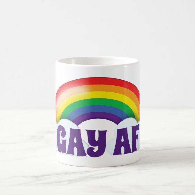 Mug Arc-en-ciel et nuages "Gay AF" (Centre)