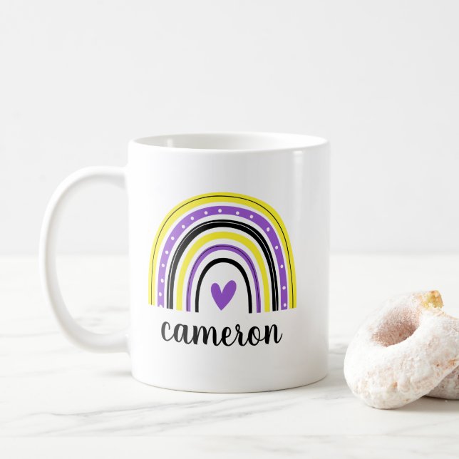 Mug Arc-en-ciel non binaire personnalisé (Avec donut)