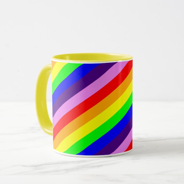 Mug Arc-en-ciel rayures Diagonale classique brillant c (Devant gauche)