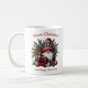 Mug Arc tartan de Noël et gnome avec cadeaux