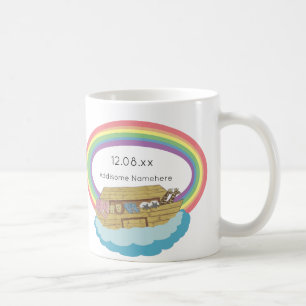 Mug Arche de Noé arc-en-ciel rétro sur blanc