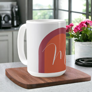 Mug Arche rose magenta simple corail avec monogramme