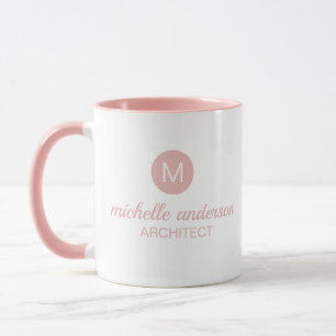 Mug Architecte professionnel Monogram Initial Rose bla