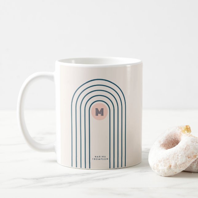 Mug Arcs de lignes géométriques Abstraites Pastel Retr (Avec donut)