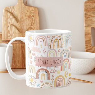 Mug Arcs-en-ciel colorés mignons et fleurs de margueri