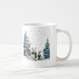 Mug Arctic Fox Moose and Hare Winter Wildlife Trio