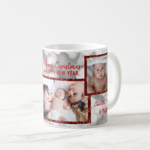 Mug Argent rouge personnalisé de parties scintillante