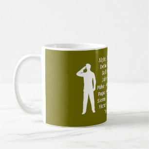 Mug Armée verte Recruter l'alphabet phonétique militai